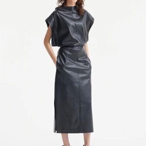 Julia Allert Black Faux Leather Midi Dress